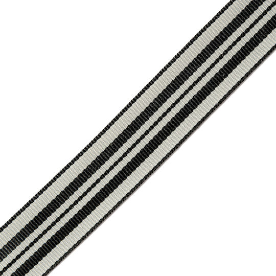 Panglică Grosgrain Poliester Neagră 4 g Alb-Crem 2 cm la Metru
