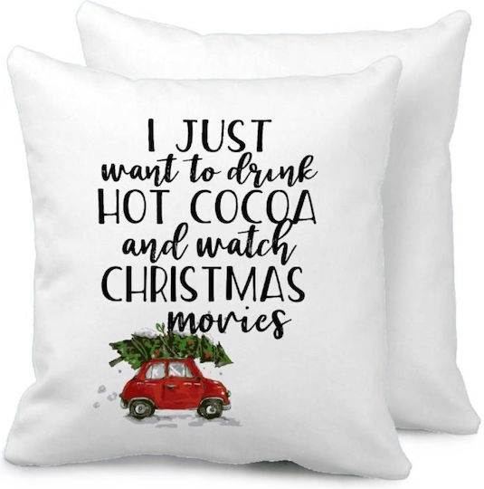 I Just Want To Drink Hot Cocoa Watch Christmas Movies Mini Cooper Sofa Cushion 40x40cm Filling Included
