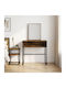 Wandmontierter Schminktisch aus Holz Braun mit Spiegel 81x40x131 cm