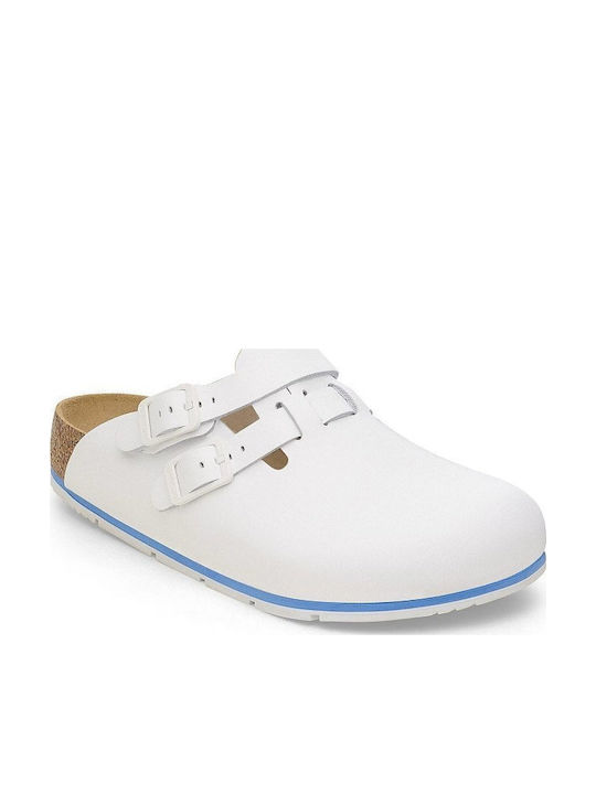 Birkenstock Kay Pro Saboti Anatomici din Piele Albi