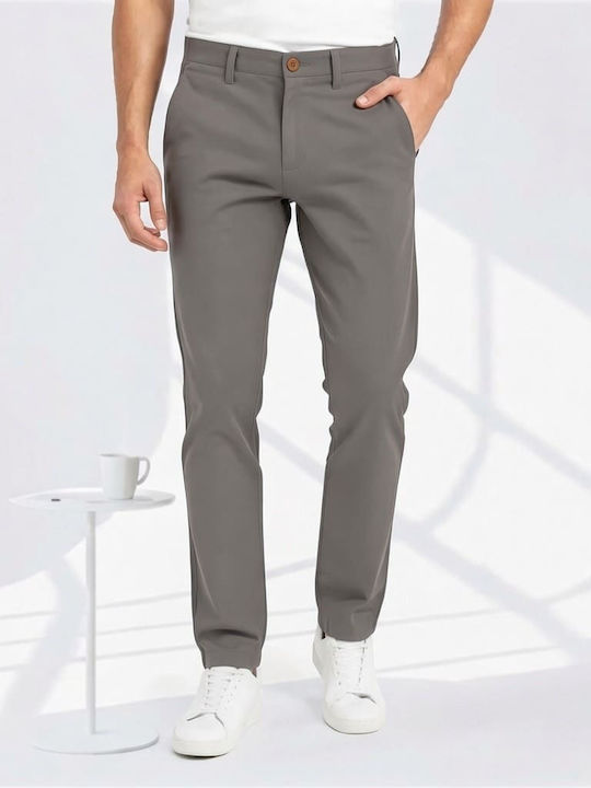 Men's Stretch Trousers with Straight Leg Style Grey