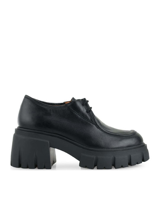 Ghete de Damă din Piele cu Toc Înalt Negre din Piele