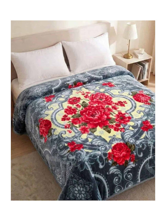 Olia Home Velvet Double Blanket 220x240cm Grey