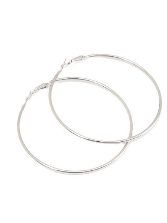 Ro Accessories Σκουλαρίκι Κρίκος Ασημί 70mm