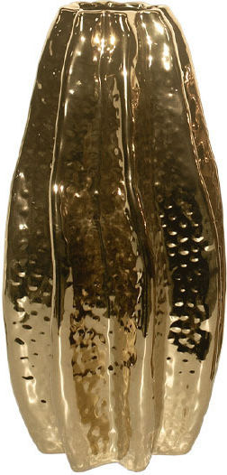 Marhome Decorative Vase Ceramic Vertical Free Folds Gold 14x14xH30cm