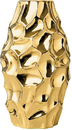 Marhome Decorative Asymmetrical Honeycomb Ceramic Vase Gold 17x17xH30.5cm