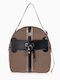 Brauner Damenrucksack aus Stoff