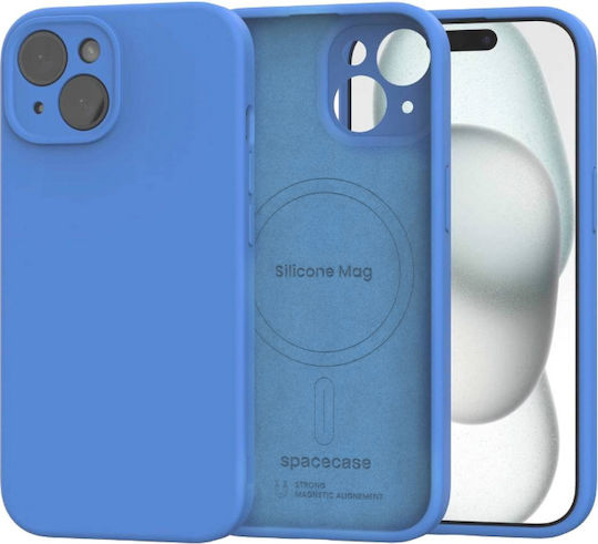 Калъф за iPhone 15 Spacecase Silicone Mag Case Силиконов MagSafe Син 5905719142704