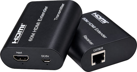 Powertech Extender Video HDMI Cab-h204 Prin Cablu RJ45 1080p/60hz Loop Până la 120m Dm130693