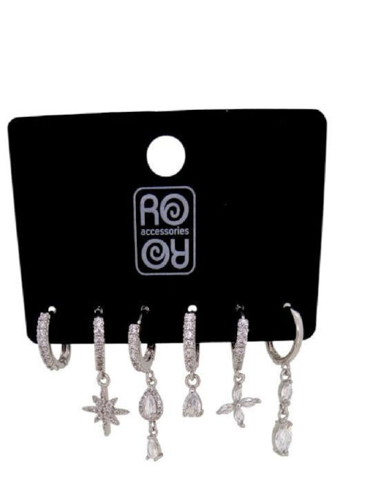Ro Accessories Ear Earrings Rhinestone Hoops 3 Pairs