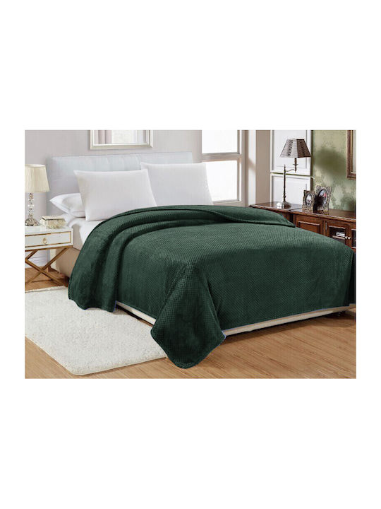 Popcorn Velour Double Blanket 220x240cm Green