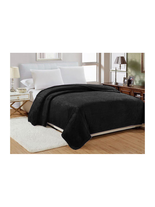 Popcorn Velvet Blanket Double 220x240cm Black