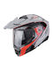 EXO ADX-2 Kamps Gri-Roșu Cască Moto On-Off ECE 22.06 1750 g cu Sunvisor