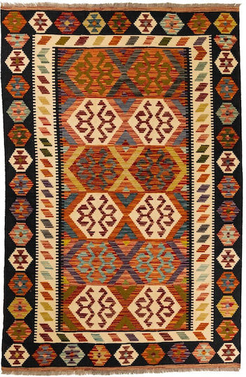 Kelim Handgefertigter Rechteckiger Mehrfarbiger Teppich 122x190 cm
