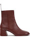Lederne Damenstiefeletten Bordeaux / Braun-Rot