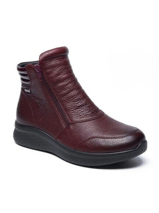 Burgundy Leather Women's Ankle Boots