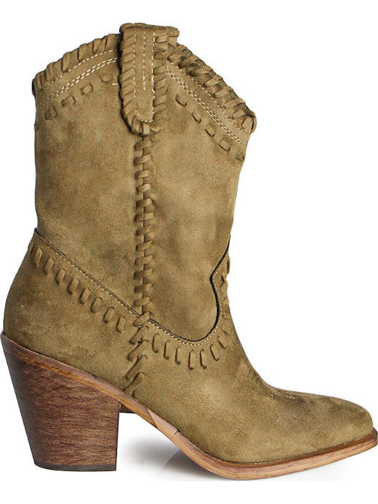 Damen Cowboy-Stiefeletten mit mittelhohem Absatz in Camel