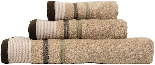 Viopros Set of Bath Towels 3 pcs Beige Weight 500gsm