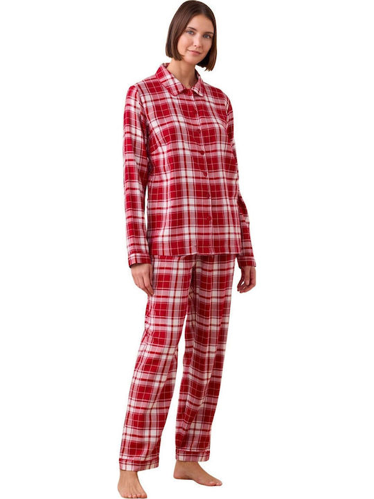 Harmony Winterliches Damen-Pyjama-Set aus Baumwolle Schwarz