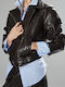 Braune Damen-Lederjacke für den Winter