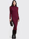 Midi Kleid in Burgundrot
