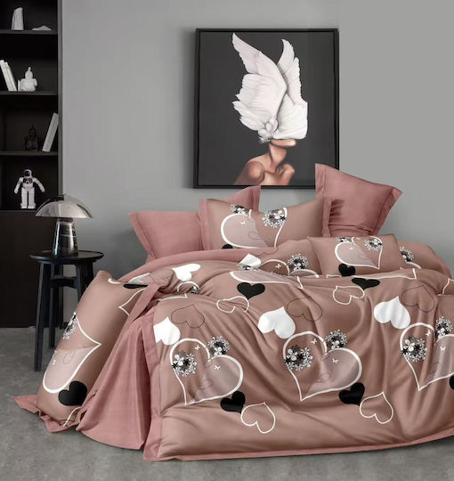 Kraft World King Size Set 4 Pieces 220x240+25cm with Fitted Sheet Pink Kraft World King Size Set 4 Pieces 220x240+25cm with Fitted Sheet Pink