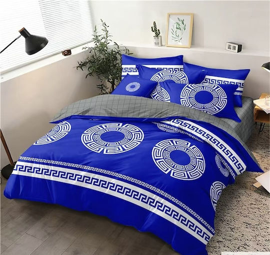 Kraft World King-Size-Bettlaken-Set mit Gummizug 220x240+25 cm Blau (4 Stück)