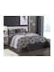 Kraft World King Size Bed Sheet Set with Elasticated Fitted Sheet 220x240+25cm Grey (4pcs)