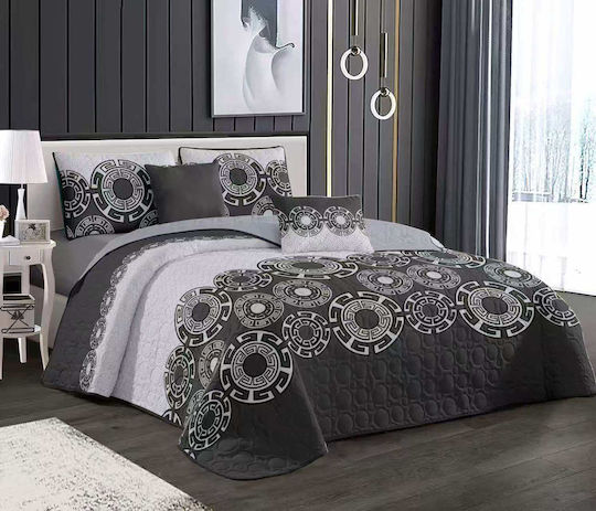Kraft World King Size Bed Sheet Set with Elasticated Fitted Sheet 220x240+25cm Grey (4pcs)