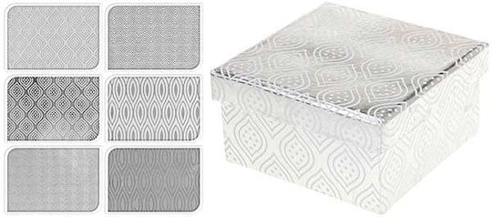 JK Home Decoration Χάρτινο Κουτί για Δώρο Ασημί 10x5x10εκ. 6τμχ