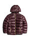 Kids’ Casual Short Lined Hooded Jacket Burgundy-Purple