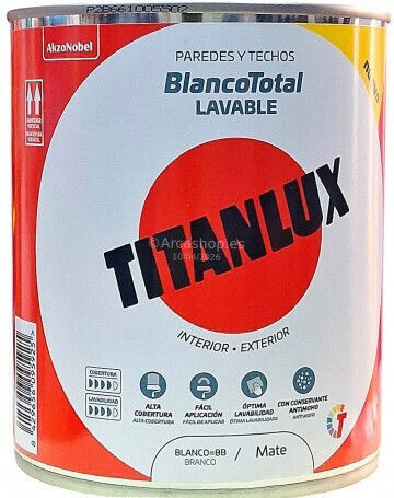 Titanlux Blanco Total Plastic Acrylic Anti-Mildew Water-Based Paint White 750ml