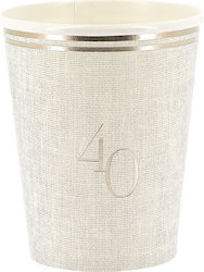 Papierbecher „40“ Leinenoptik mit Goldenen Details 6 Stück