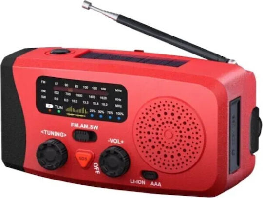 Joc A320 Retro Portable Solar Radio with USB Red