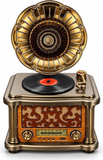 AM Retro Tragbares Wiederaufladbares Radio mit Bluetooth und USB in Braun