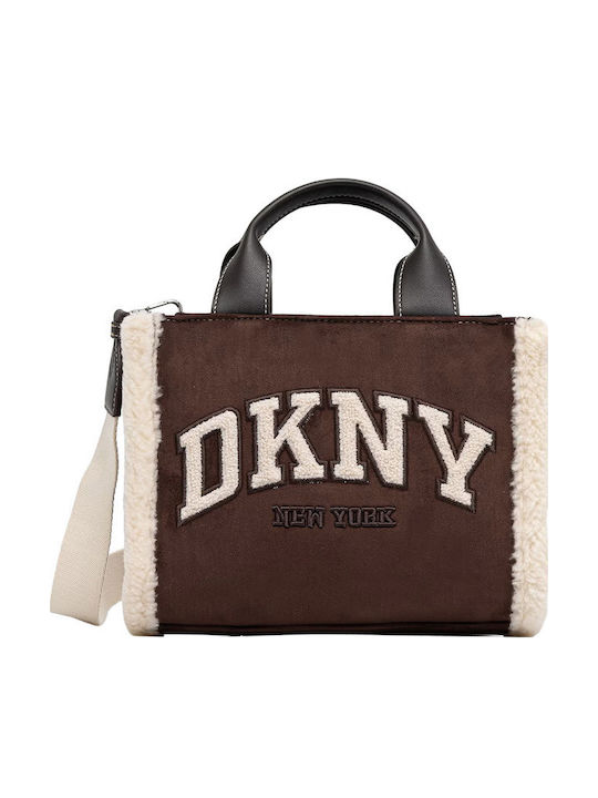 DKNY Γούνινη Γυναικεία Tote Τσάντα Καφέ