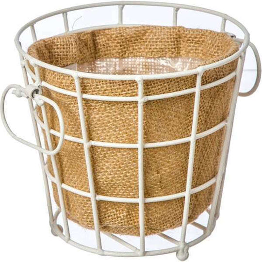 JK Home Decoration Метална Кашпа Бяла 14x13x14см
