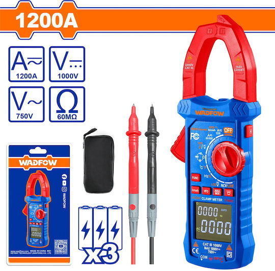 Wadfow Clește Ampermetric Digital 1200A AC WDM8802 cu NCV
