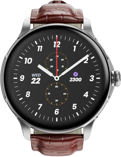 HMD Watch X1 46mm με Παλμογράφο (Silver Leather)