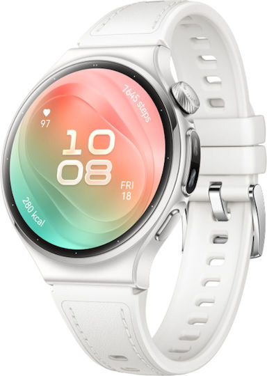 Huawei Watch 6 Aluminium 42mm Αδιάβροχο με Παλμογράφο (Λευκό)