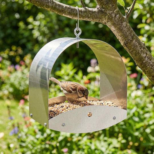 vidaXL Hanging Bird Feeder Stainless Steel Silver