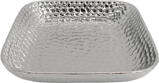Marhome Gehämmertes Design Quadratisch Keramik Silber 24.5x24.5x5 cm 15-26814
