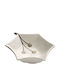 JK Home Decoration Blatt Dekorative Platte aus Keramik in Ecru