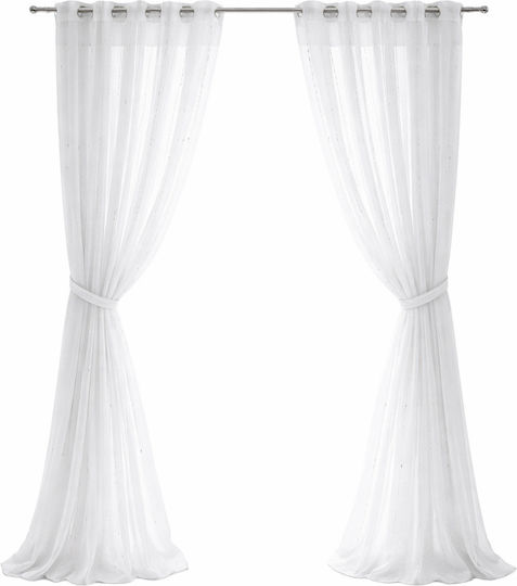 Atmosphera Комплект прозоречни пердета с капси Anissa White 60x160 см.
