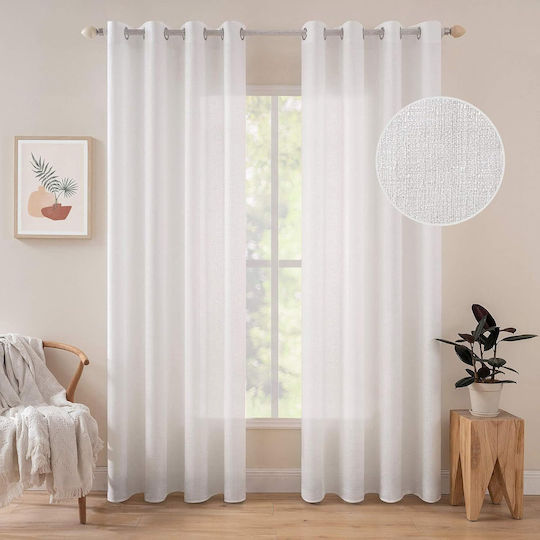 Miulee Σετ Κουρτίνες με Τρουκς White 140x225εκ. Miulee Σετ Κουρτίνες με Τρουκς White 140x225εκ.