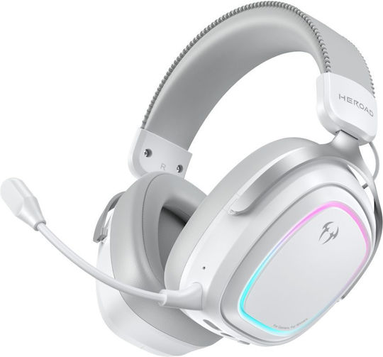 Heroad GT2 Căști Gaming Wireless Over Ear cu Conectivitate Bluetooth / USB Albe pentru PC / PS4 / PS5