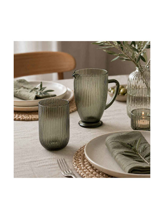 Cryspo Trio Noris Smoke Serving Jug with Glasses Glass 1200ml 7pcs