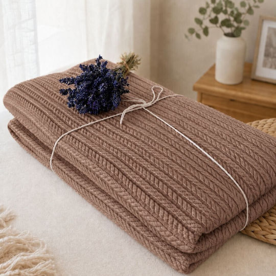 Pucioasa Плетено Одеяло Единично 160x220см Brown