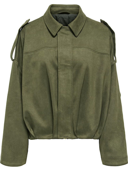 Only Women's Suede Bomber Jacket Grape Leaf