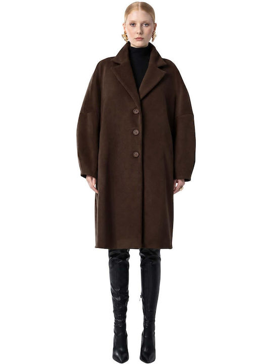 Moutaki Damenmantel Braun Oversized